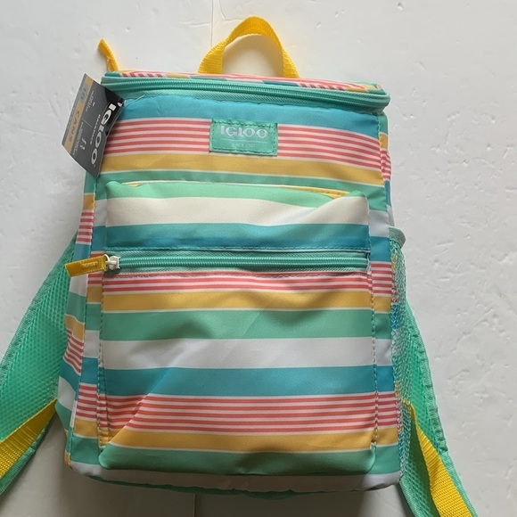 Igloo Cooler Backpack Soft Bag 18 Can 3 Compartment Candy Stripes NWT main image 7